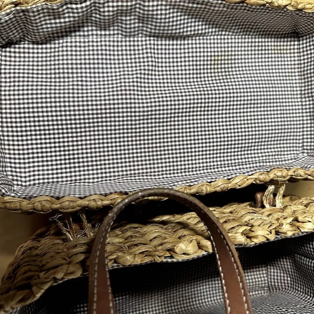 Kate Spade New York Picnic Bag Wicker Basket Box Rattan Handwoven Tan